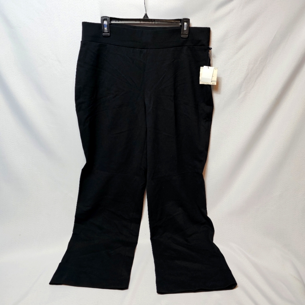 Anne Klein Black Stretch Pull-On Trousers 1X NWT  Wide Leg Career Pants